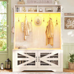 Itaar | Hall Tree with Bench and Shoe Storage 5 in 1 Entryway Bench with Coat Rack 10 Shoe Cubbies 9 Coat Hooks Barn Door Adjustable Shelf