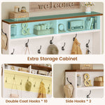 Itaar | Hall Tree with Bench and Shoe Storage 5 in 1 Entryway Bench with Coat Rack 10 Shoe Cubbies 9 Coat Hooks Barn Door Adjustable Shelf