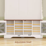 Itaar | Hall Tree with Bench and Shoe Storage 5 in 1 Entryway Bench with Coat Rack 10 Shoe Cubbies 9 Coat Hooks Barn Door Adjustable Shelf