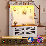 Itaar | Hall Tree with Bench and Shoe Storage 5 in 1 Entryway Bench with Coat Rack 10 Shoe Cubbies 9 Coat Hooks Barn Door Adjustable Shelf