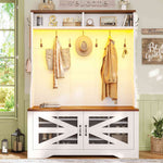 Itaar | Hall Tree with Bench and Shoe Storage 5 in 1 Entryway Bench with Coat Rack 10 Shoe Cubbies 9 Coat Hooks Barn Door Adjustable Shelf