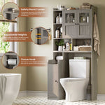 Itaar | Over The Toilet Storage Cabinet Over Toilet Bathroom Organizer with Glass Doors Toilet Paper Holder Stand