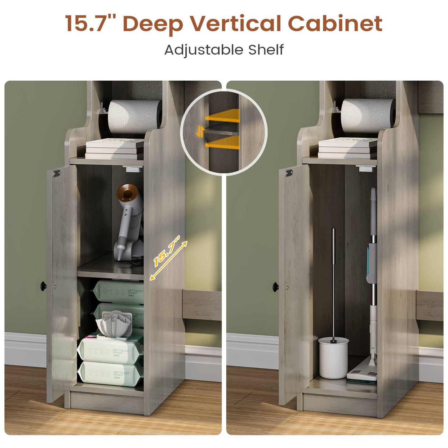 Itaar | Over The Toilet Storage Cabinet Over Toilet Bathroom Organizer with Glass Doors Toilet Paper Holder Stand