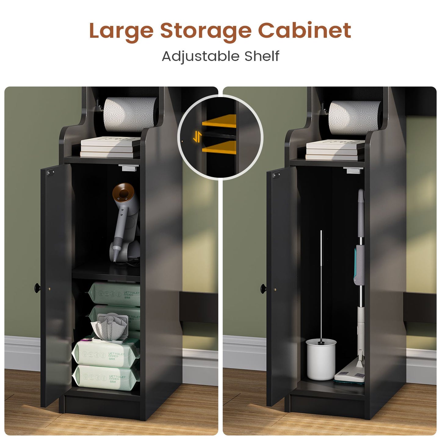 Itaar | Over The Toilet Storage Cabinet Over Toilet Bathroom Organizer with Glass Doors Toilet Paper Holder Stand