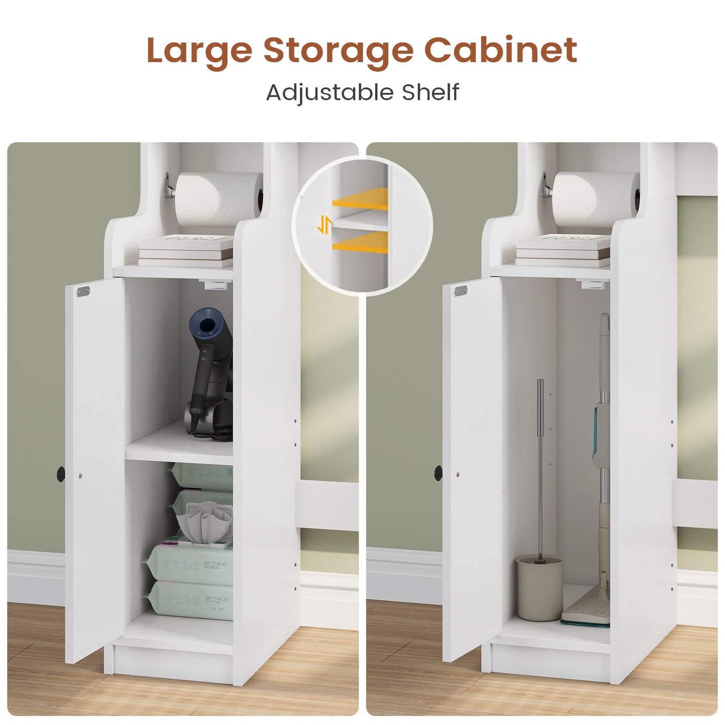 Itaar | Over The Toilet Storage Cabinet Over Toilet Bathroom Organizer with Glass Doors Toilet Paper Holder Stand