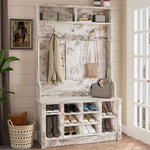 Itaar | Hall Tree with Bench and Shoe Storage 3 in 1 Entryway Bench with Coat Rack Hall Tree with Adjustable Shoe Storage and Hanging Hooks
