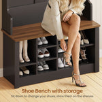 Itaar | Hall Tree with Bench and Shoe Storage 3 in 1 Entryway Bench with Coat Rack Hall Tree with Adjustable Shoe Storage and Hanging Hooks