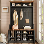 Itaar | Hall Tree with Bench and Shoe Storage 3 in 1 Entryway Bench with Coat Rack Hall Tree with Adjustable Shoe Storage and Hanging Hooks