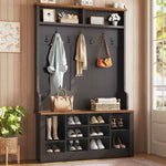 Itaar | Hall Tree with Bench and Shoe Storage 3 in 1 Entryway Bench with Coat Rack Hall Tree with Adjustable Shoe Storage and Hanging Hooks