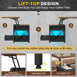 Itaar | 40 Inch Lift Top Coffee Table 4 in 1 Coffee Tables with Storage for Living Room Small Farmhouse Coffee Table with 2 Drawers LED Light