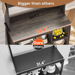 Itaar | 35.4 inch Bakers Rack with Power Outlet and Storage Farmhouse Coffee Bar Cabinet Microwave Stand Kitchen Cabinet with Hutch LED Lights