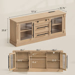 Itaar | Farmhouse TV Stands for 65 Inch TV 3 Storage Cabinets 1 Drawer Living Room Bedroom Wood Media Console