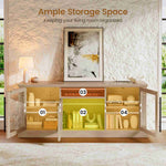 Itaar | Farmhouse TV Stands for 65 Inch TV 3 Storage Cabinets 1 Drawer Living Room Bedroom Wood Media Console