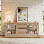 Itaar | Farmhouse TV Stands for 65 Inch TV 3 Storage Cabinets 1 Drawer Living Room Bedroom Wood Media Console