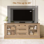 Itaar | Farmhouse TV Stands for 65 Inch TV 3 Storage Cabinets 1 Drawer Living Room Bedroom Wood Media Console