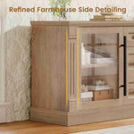 Itaar | Farmhouse TV Stands for 65 Inch TV 3 Storage Cabinets 1 Drawer Living Room Bedroom Wood Media Console
