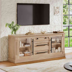 Itaar | Farmhouse TV Stands for 65 Inch TV 3 Storage Cabinets 1 Drawer Living Room Bedroom Wood Media Console
