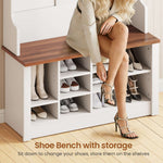 Itaar | Hall Tree with Bench and Shoe Storage 3 in 1 Entryway Bench with Coat Rack Hall Tree with Adjustable Shoe Storage and Hanging Hooks