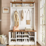 Itaar | Hall Tree with Bench and Shoe Storage 3 in 1 Entryway Bench with Coat Rack Hall Tree with Adjustable Shoe Storage and Hanging Hooks