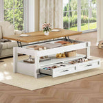 Itaar | Lift Top Coffee Table with Storage 47.2 Inch Farmhouse Coffee Table with 2 Drawers  Hidden Compartment