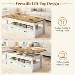 Itaar | Lift Top Coffee Table with Storage 47.2 Inch Farmhouse Coffee Table with 2 Drawers  Hidden Compartment