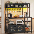 Itaar | 47.2 Inch Bakers Rack with Power Outlet Microwave Stand with Storage Farmhouse Coffee Bar Cabinet Station with Wine Rack