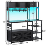 Itaar | 47.2 Inch Bakers Rack with Power Outlet Microwave Stand with Storage Farmhouse Coffee Bar Cabinet Station with Wine Rack