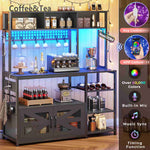 Itaar | 47.2 Inch Bakers Rack with Power Outlet Microwave Stand with Storage Farmhouse Coffee Bar Cabinet Station with Wine Rack