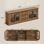 Itaar | Farmhouse TV Stands for 80 Inch TV with Storage for Living Room 3 Storage Cabinets 1 Drawer Living Room Bedroom