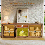 Itaar | Farmhouse TV Stands for 80 Inch TV with Storage for Living Room 3 Storage Cabinets 1 Drawer Living Room Bedroom