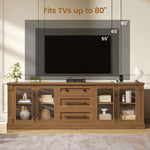 Itaar | Farmhouse TV Stands for 80 Inch TV with Storage for Living Room 3 Storage Cabinets 1 Drawer Living Room Bedroom