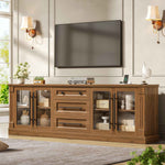 Itaar | Farmhouse TV Stands for 80 Inch TV with Storage for Living Room 3 Storage Cabinets 1 Drawer Living Room Bedroom