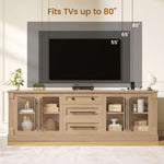 Itaar | Farmhouse TV Stands for 80 Inch TV with Storage for Living Room 3 Storage Cabinets 1 Drawer Living Room Bedroom
