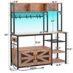 Itaar | 47.2 Inch Bakers Rack with Power Outlet Microwave Stand with Storage Farmhouse Coffee Bar Cabinet Station with Wine Rack