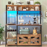 Itaar | 47.2 Inch Bakers Rack with Power Outlet Microwave Stand with Storage Farmhouse Coffee Bar Cabinet Station with Wine Rack