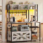 Itaar | 47.2 Inch Bakers Rack with Power Outlet Microwave Stand with Storage Farmhouse Coffee Bar Cabinet Station with Wine Rack