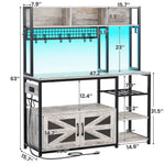 Itaar | 47.2 Inch Bakers Rack with Power Outlet Microwave Stand with Storage Farmhouse Coffee Bar Cabinet Station with Wine Rack