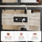 Itaar | 47.2 Inch Bakers Rack with Power Outlet Microwave Stand with Storage Farmhouse Coffee Bar Cabinet Station with Wine Rack