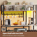 Itaar | 47.2 Inch Bakers Rack with Power Outlet Microwave Stand with Storage Farmhouse Coffee Bar Cabinet Station with Wine Rack