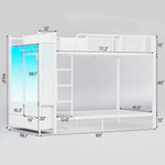 Itaar | Metal Bunk Bed Twin Over Twin with Hall Tree Power Outlet LED Bunk Bed with 4 Storage Drawers Bed with Safety Guardrail Ladders