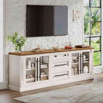 Itaar | Farmhouse TV Stands for 80 Inch TV with Storage for Living Room 3 Storage Cabinets 1 Drawer Living Room Bedroom