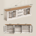 Itaar | Farmhouse TV Stands for 80 Inch TV with Storage for Living Room 3 Storage Cabinets 1 Drawer Living Room Bedroom
