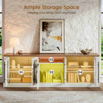 Itaar | Farmhouse TV Stands for 80 Inch TV with Storage for Living Room 3 Storage Cabinets 1 Drawer Living Room Bedroom