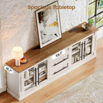 Itaar | Farmhouse TV Stands for 80 Inch TV with Storage for Living Room 3 Storage Cabinets 1 Drawer Living Room Bedroom