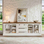 Itaar | Farmhouse TV Stands for 80 Inch TV with Storage for Living Room 3 Storage Cabinets 1 Drawer Living Room Bedroom