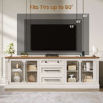 Itaar | Farmhouse TV Stands for 80 Inch TV with Storage for Living Room 3 Storage Cabinets 1 Drawer Living Room Bedroom