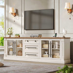 Itaar | Farmhouse TV Stands for 80 Inch TV with Storage for Living Room 3 Storage Cabinets 1 Drawer Living Room Bedroom
