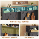 Itaar | Hall Tree with Bench and Shoe Storage 5 in 1 Entryway Bench with Coat Rack 16 Shoe Cubbies 12 Coat Hooks Barn Door Adjustable Shelf