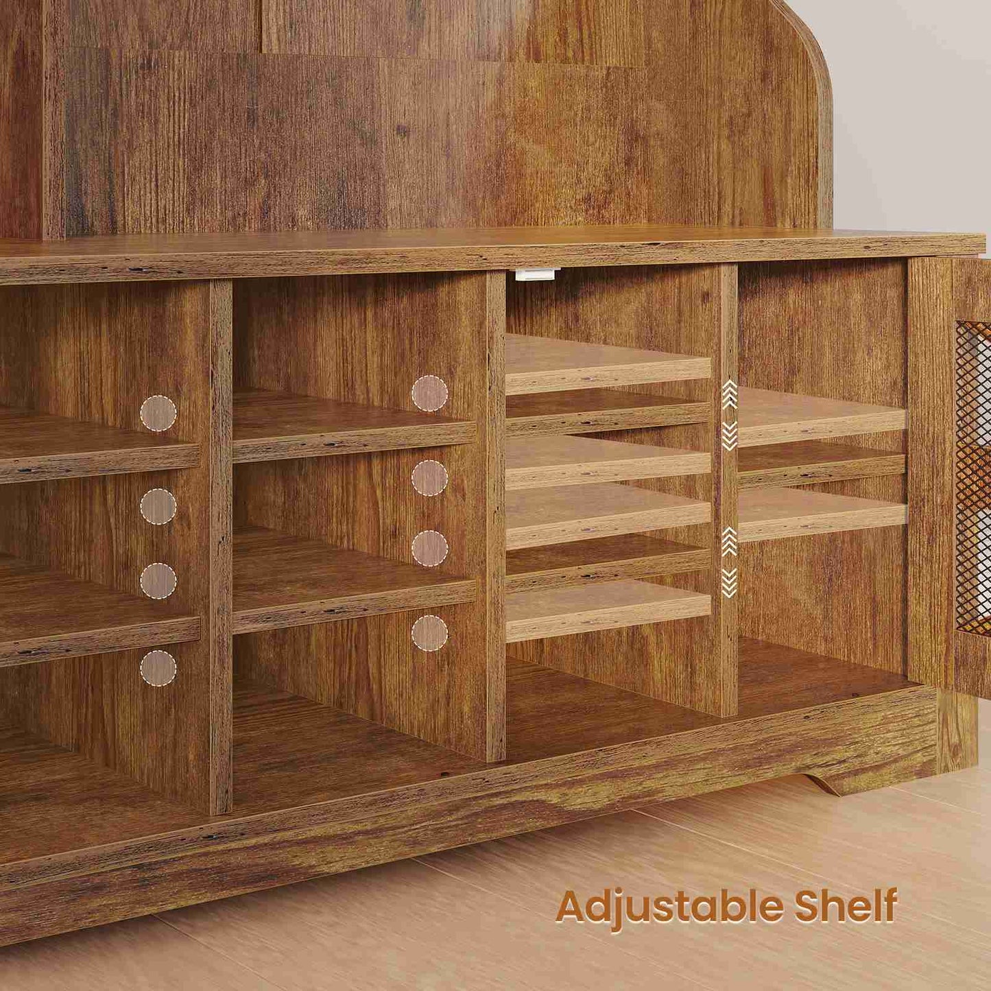 Itaar | Hall Tree with Bench and Shoe Storage 5 in 1 Entryway Bench with Coat Rack 16 Shoe Cubbies 12 Coat Hooks Barn Door Adjustable Shelf