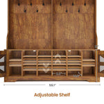 Itaar | Hall Tree with Bench and Shoe Storage 5 in 1 Entryway Bench with Coat Rack 16 Shoe Cubbies 12 Coat Hooks Barn Door Adjustable Shelf